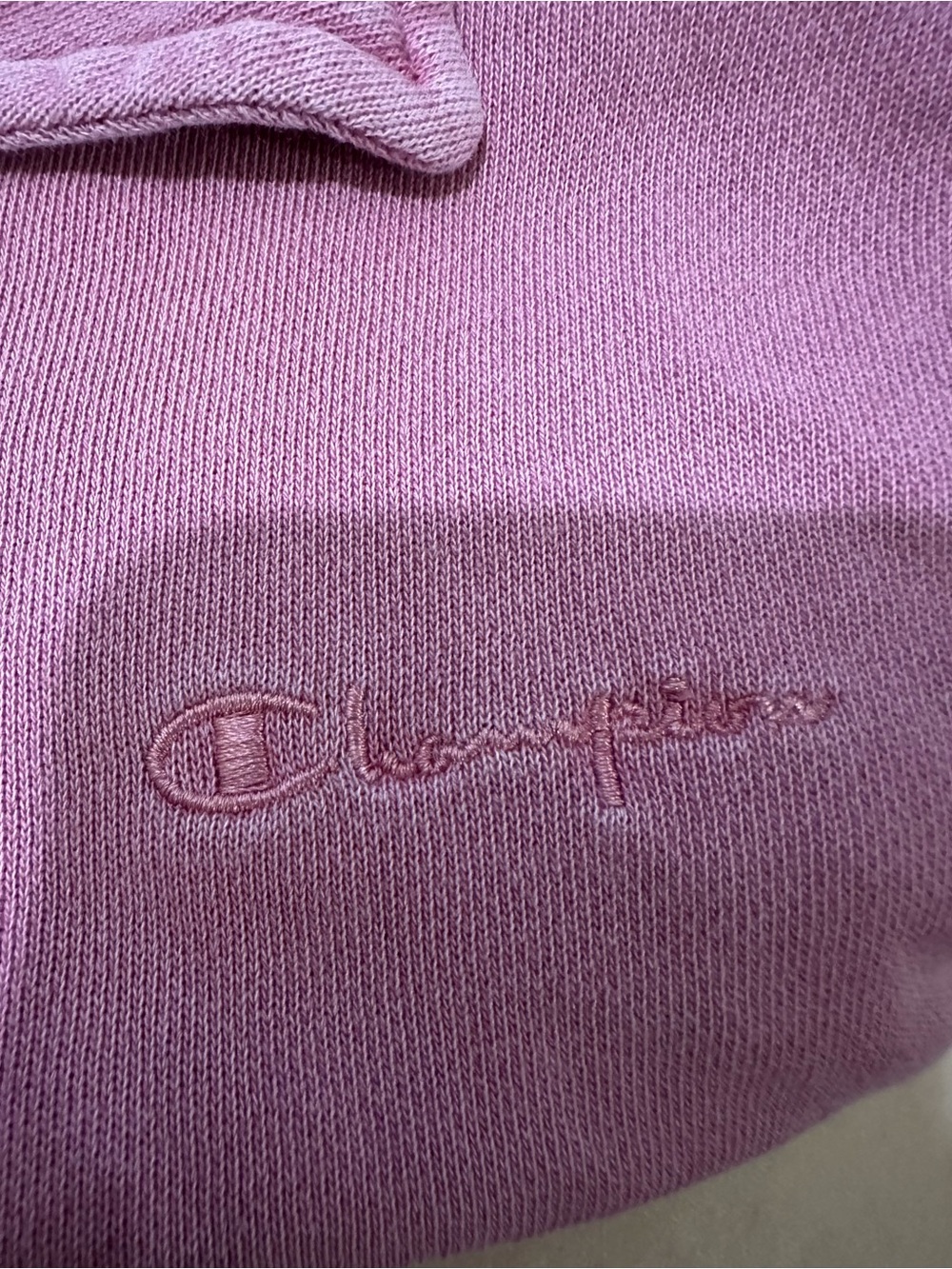 Champion Washed Henley Pullover Pink Cropped Collared Sweatshirt Preppy Grunge L - Picture 5 of 8